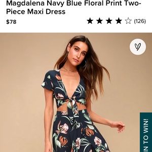 Lulus Magdalena Navy Blue Floral Print Two-Piece Maxi Dress